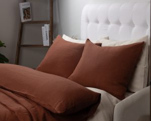 Amity home manoli duvet cover in clay   relaxed linen texture