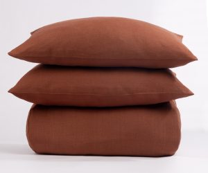 Amity home manoli duvet cover set in clay   soft linen texture
