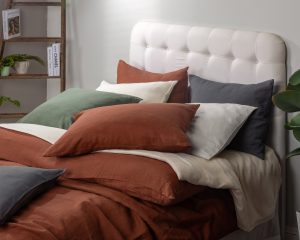 Amity home manoli duvet cover in clay   relaxed linen texture