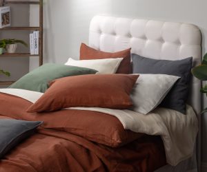 Amity home manoli duvet cover in clay   relaxed linen texture