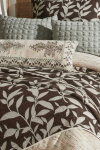 Amity home clyde  virginia collection in brown  beige   botanical leaf pattern