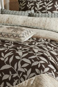Amity home clyde  virginia collection in brownbeige   botanical leaf pattern