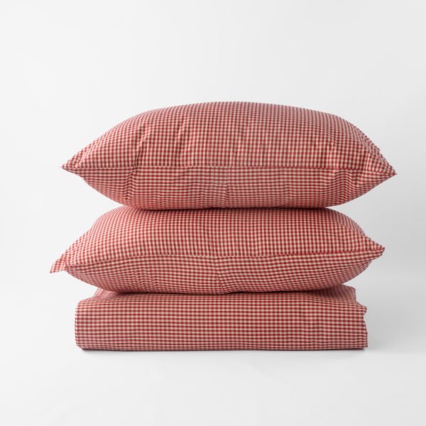 Amity Home Crimson Creek Delight Duvet Cover in Red - Gingham Pattern Set
