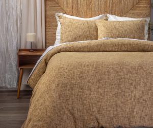 Amity home dax duvet cover set in natural tan   textured slub weave