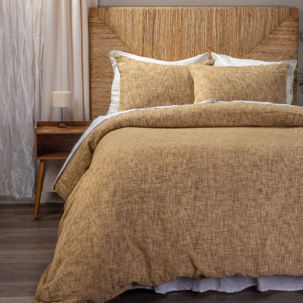 Amity Home Dax Duvet Cover Set in Natural Tan - Textured Slub Weave