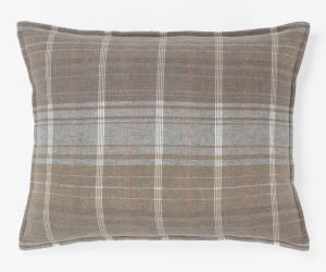 Amity home barber sham in mineral plaid   rustic woven texture