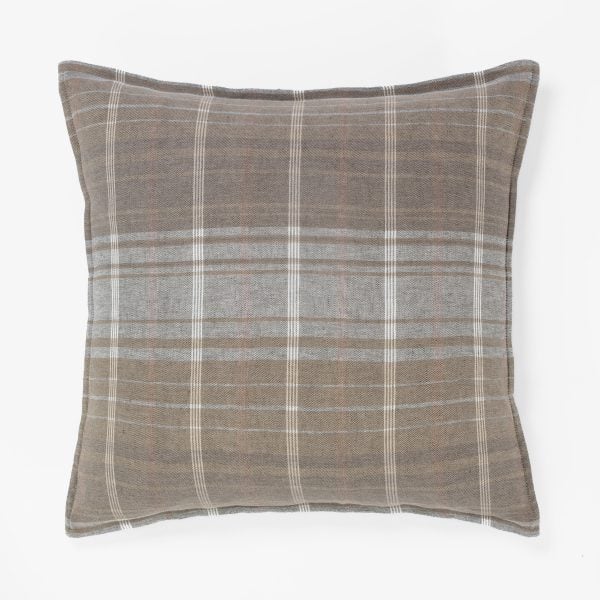 Amity home barber sham in mineral euro   earthy plaid woven texture