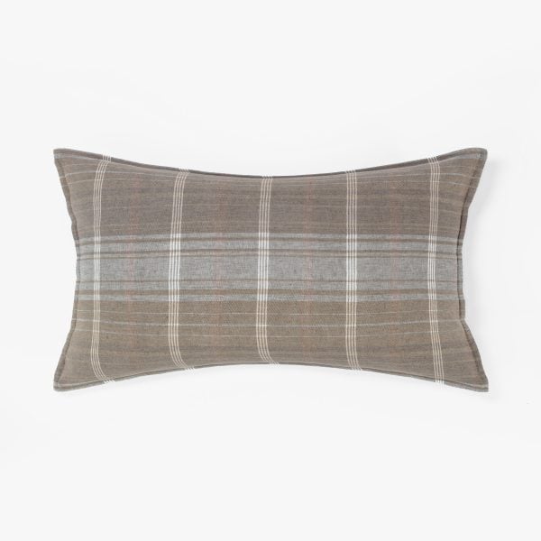 Amity home barber sham in mineral plaid   woven texture
