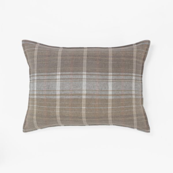 Amity home barber sham in mineral plaid   woven plaid pattern