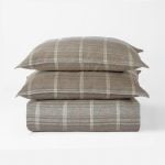 Amity home barber duvet cover in mineral   earthy plaid weave
