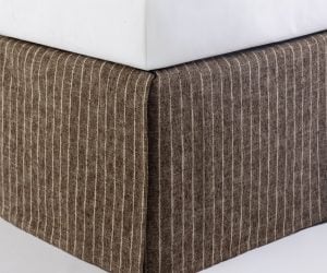 Amity home bruno bed skirt tobacco   tailored pinstripe fabric