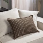 Amity home bruno lumbar pillow in tobacco   vertical stripes