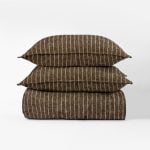 Amity home bruno duvet cover in tobacco   striped textured weave