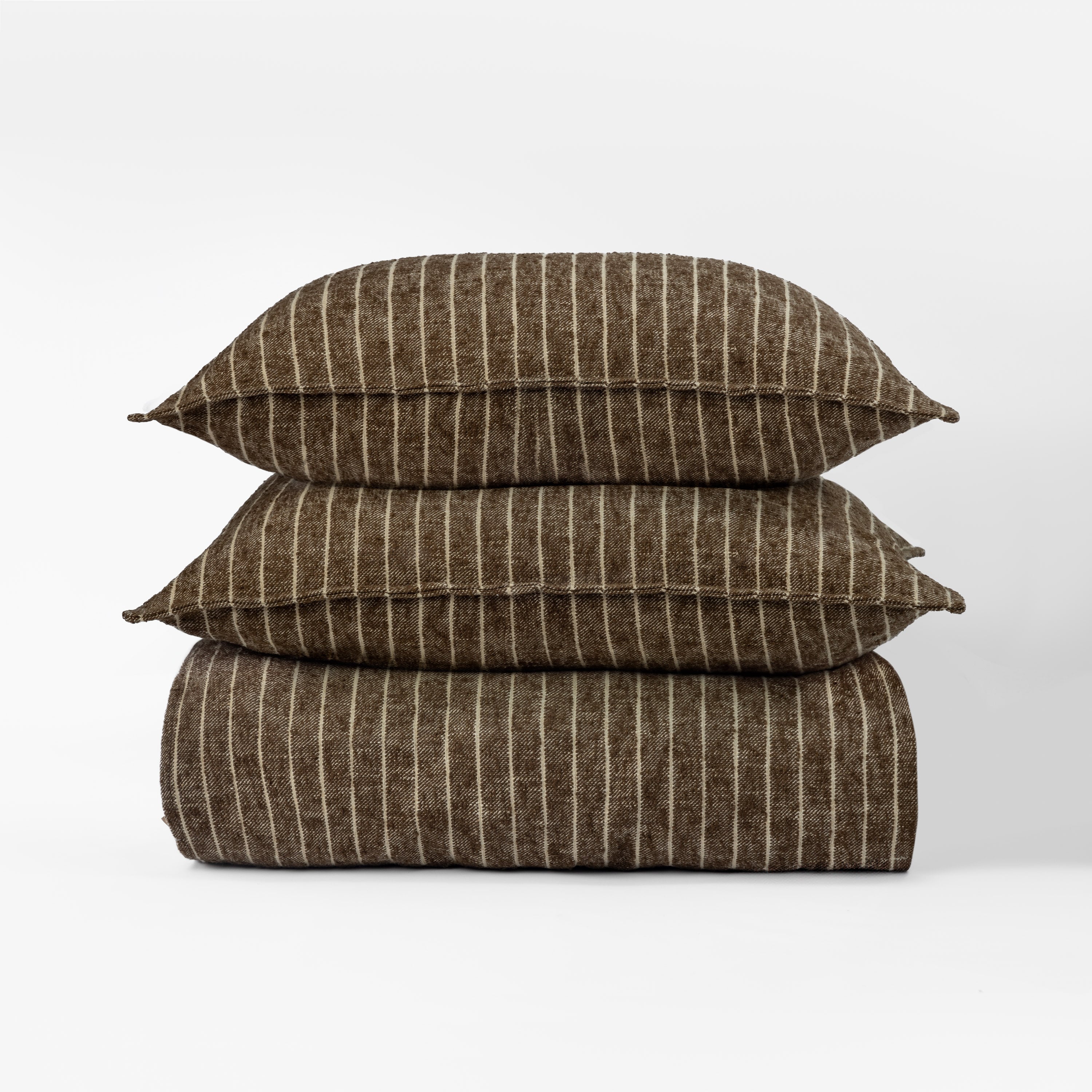 15523tmal2 | Amity Home Amity home bruno duvet cover in tobacco striped textured weave