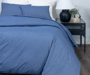 Amity home soma duvet cover in blue chambray   soft chambray texture