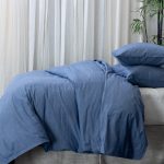 Amity home soma duvet cover in blue chambray   soft textured fabric
