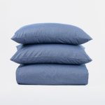 Amity home soma duvet cover in blue chambray   soft woven texture