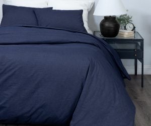 Amity home soma duvet cover in navy   soft textured fabric