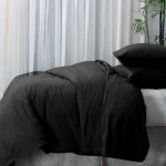Amity home soma duvet cover in charcoal   relaxed linen texture
