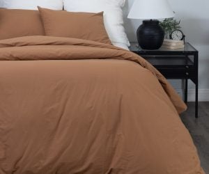 Amity home soma duvet cover in ochre   smooth cotton texture