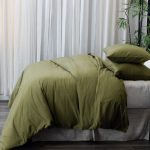 Amity home soma duvet cover in kale   smooth draped fabric