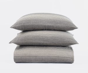 Amity home hugh linen duvet cover in natural striped   textured weave