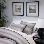 Amity home hugh linen duvet cover in beige with grey stripes   linen weave