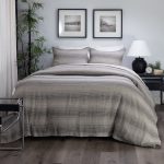 Amity home hugh linen duvet cover in striped natural   thin horizontal stripes