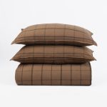 Amity home nelson duvet cover in copper   windowpane plaid pattern