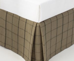 Amity home nelson bed skirt in loden   tailored windowpane pattern