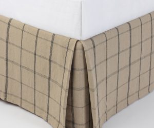 Amity home nelson bed skirt in mushroom plaid   pleated corners