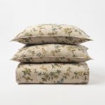 Amity home elissa duvet cover in natural floral print   linen texture