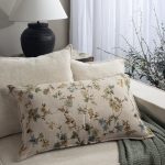 Amity home elissa pillow long bolster in natural floral   delicate botanical print