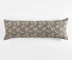 Amity home priya x long bolster in teal floral print   block print pattern