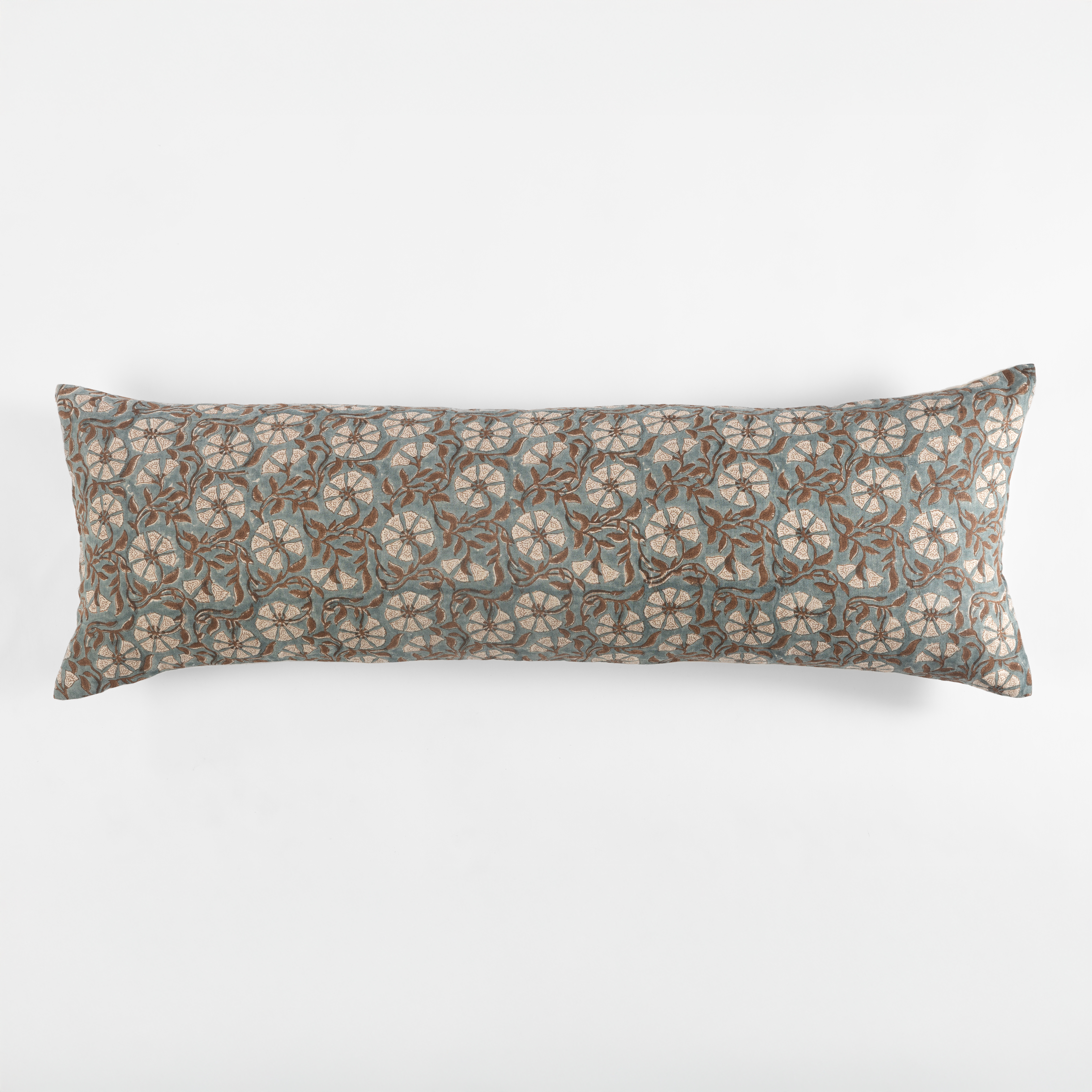 15540xlb | Amity Home Amity home priya x long bolster in teal floral print block print pattern