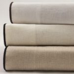 Amity home tyne linen sheet set in ivory steel blue   contrasting trim detail