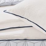 Amity home tyne linen ivory steel blue emb sheet set   embroidered piping