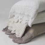 Amity home eveline linen natural crochet sheet set pillowcases in natural cream and white with intricate scalloped crochet trim