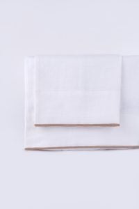 Amity home tyne linen sheet set in white emb khaki   embroidered linen texture