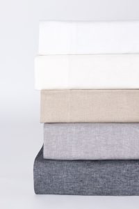 Amity home damara linen asphalt sheet set in asphalt   stacked linen colors visible texture