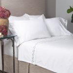 Amity home amalfi sheet set in white with asphalt embroidery   chain link design