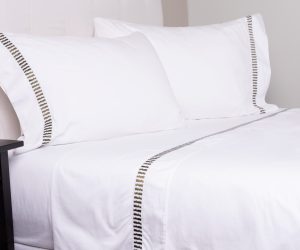 Amity home savona sheet set in white   embroidered laurel border