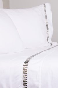 Amity home savona sheet set in white   green laurel embroidery