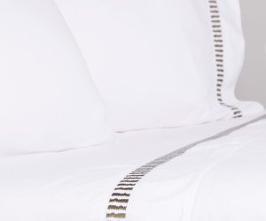 Amity home savona sheet set in white   green laurel embroidery