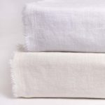 Amity home brisbane linen sheet set in ivory   frayed edge detail