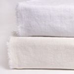 Amity home brisbane linen sheet set in white   frayed edge detail
