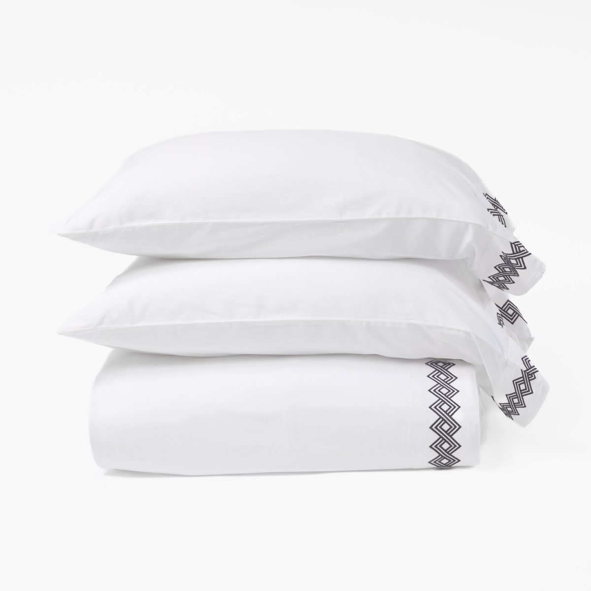AMALFI SHEET SET, EMBROIDERED ASPHALT - Image 1
