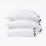 Amity home amalfi sheet set in whiteasphalt   geometric embroidery