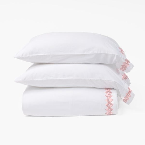 AMALFI SHEET SET, EMBROIDERED CORAL