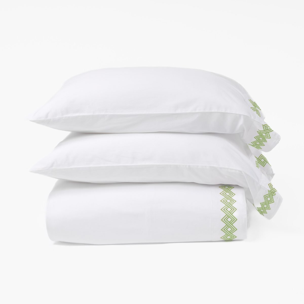 AMALFI SHEET SET, EMBROIDERED LEMONGRASS - Image 1